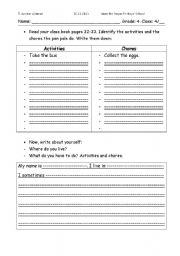 English worksheet: Backpack 3 Unit 3: chores and activities 