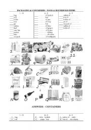 English Worksheet: Containers