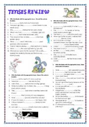 English Worksheet: tense review (with key)