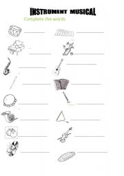 English worksheet: Instruments musical