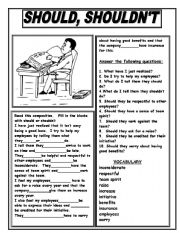 English Worksheet: SHOULD, SHOULDNT STORY