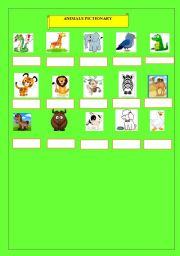 English Worksheet: animals pictionary