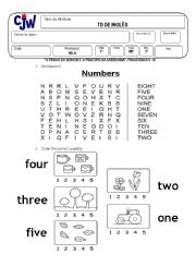 English Worksheet: exam 1st grade