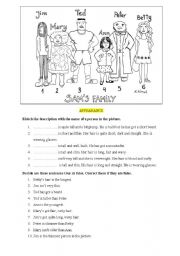 English Worksheet: my family  - APPEARANCE, CLOTHES, FAMILY MEMBERS