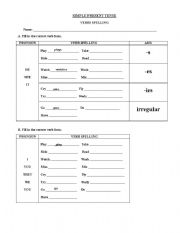 English worksheet: Simple Present - Verbs Spelling