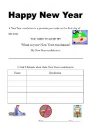 English worksheet: New Year Resolutions