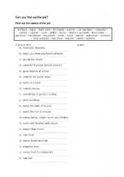 English Worksheet: Can you find out the jobs?