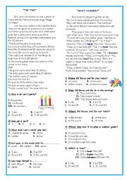 English Worksheet: Reading Text with Comprehension Questions *1*