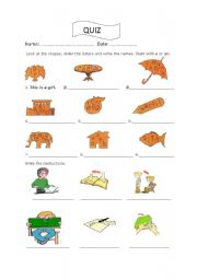 English worksheet: Revision for vocabulary and singular/plural