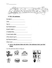 English Worksheet: All about me