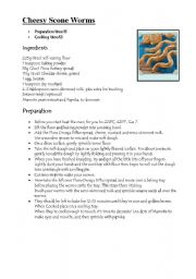 English Worksheet: Recipe for cheesy baked worms