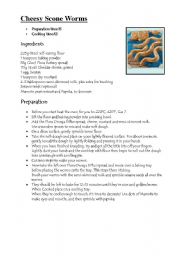 English Worksheet: Recipe for cheesy baked worms