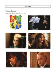 English Worksheet: Harry Potter and the Philosophers Stone Intermediate Lesson PART 1