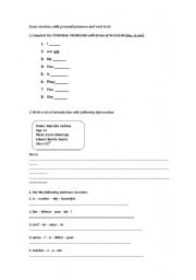 English worksheet: verb to be