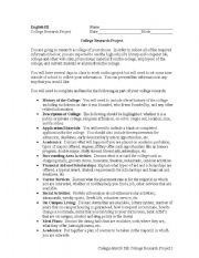 English Worksheet: College research project