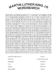 English Worksheet: Martin Luther King Jr Wordsearch