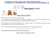 English Worksheet: Games with words and sentences - Part 3 on 5.