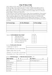 English Worksheet: A Day Of Henry & Sally