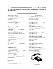 English Worksheet: I JUST CALLED TO SAY I LOVE YOU
