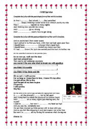 English Worksheet: Song: I will survive
