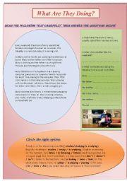 English Worksheet: the simple present / the present continuous