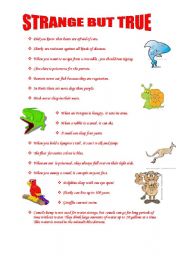 English Worksheet: strange but true facts about animals