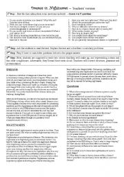 English Worksheet: Dreams Vs. Nightmares - Teachers guide included