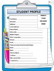 English Worksheet: Student Profile