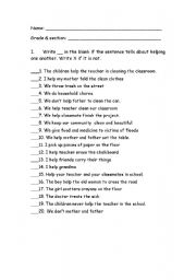 English worksheet: Helping one another
