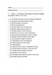 English Worksheet: Helping one another