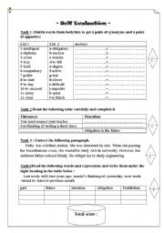 English worksheet: self evaluation