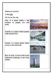 English worksheet: where do we live?