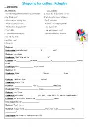 English Worksheet: SHOPPING FOR CLOTHES ROLE PLAY