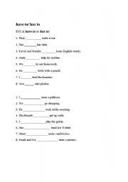 English worksheet: have to/has to