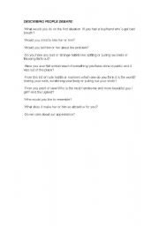 English Worksheet: Describing people discussion sheet