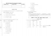 English worksheet: English test for Primary Grade 6