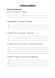 English worksheet: Ask for the underlined parts