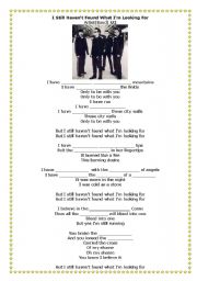 English Worksheet: Present Perfect-I still havent found (U2)