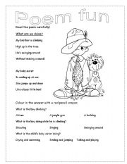 English Worksheet: Poem Fun