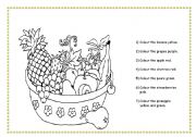 English Worksheet: fruit colouring page