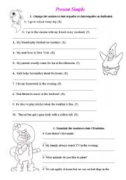 English Worksheet: Present Simple (Sponge Bob) 