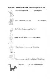 English Worksheet: Have got - Affirmative form