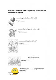 English worksheet: Have got- question form