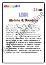 English Worksheet: lexis of module 4 9th form