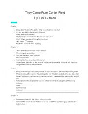 English worksheet: They Came from Center Field Comprehension Questions