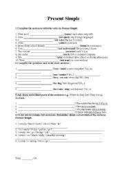 English Worksheet: PRESENT SIMPLE