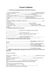 English Worksheet: PRESENT CONTINUOUS