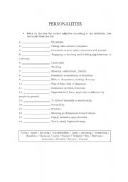 English worksheet: Personality