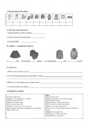 English Worksheet: clothes