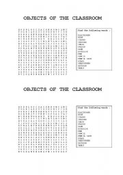 English worksheet: Object s of the classroom